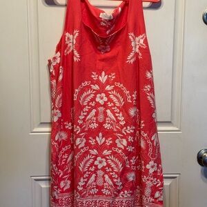 LC Lauren Conrad Red and White Midi Dress